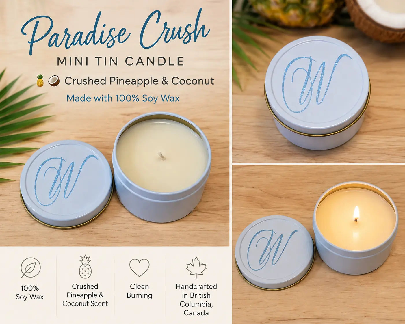 Paradise Crush Mini Tin Candle (NEW!) Wiick'd Candle Company