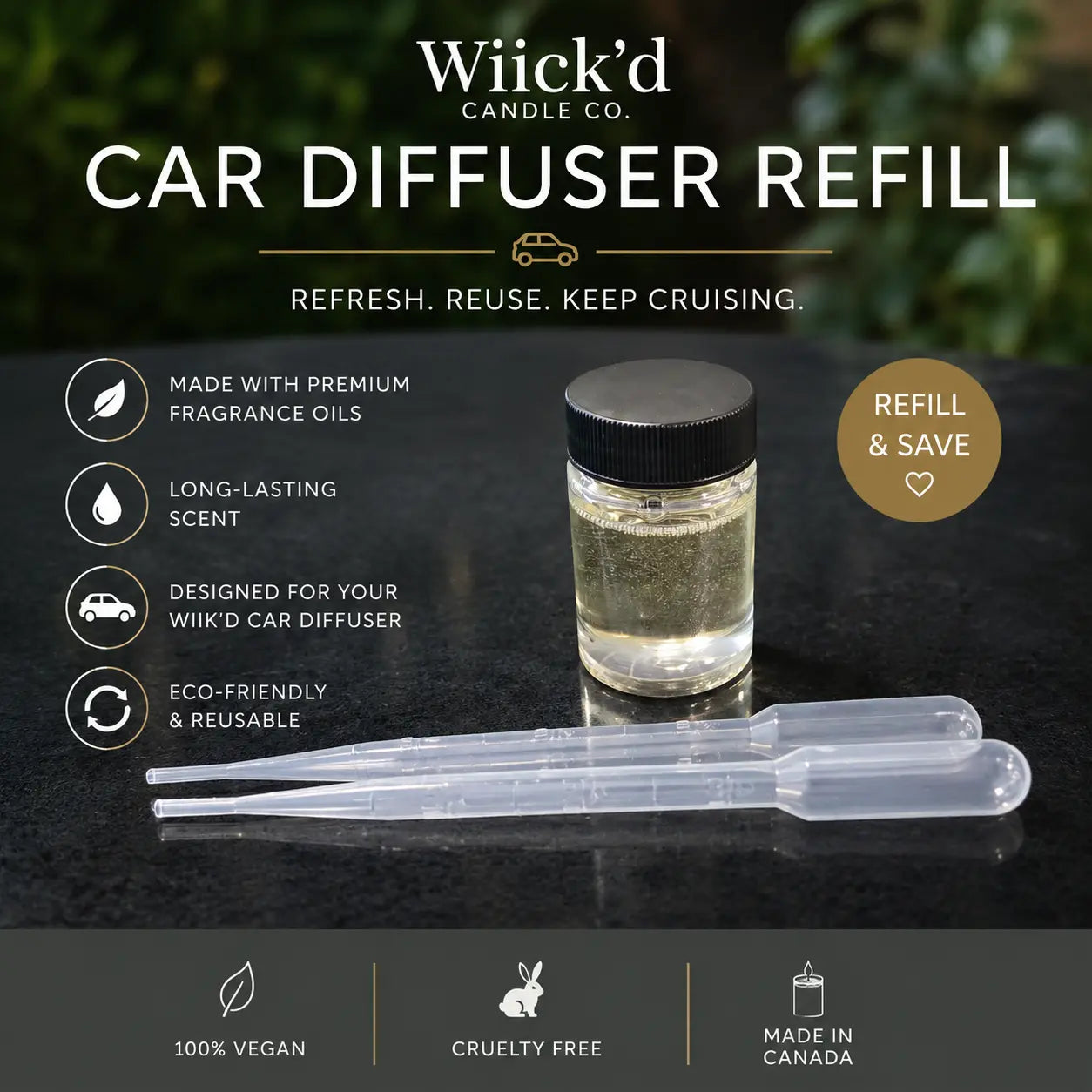 Wiick'd Car Diffuser Refill Wiick'd Candle Company