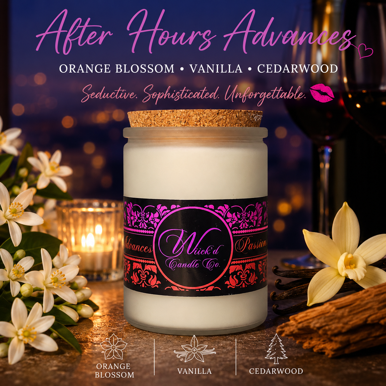 After Hours Encounters & Passionate Glances (orange blossom vanilla candle)